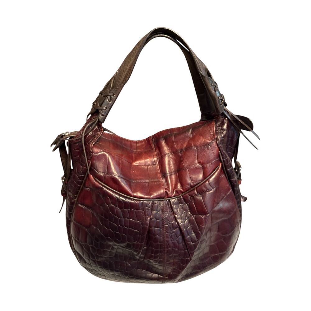 Francesco Biasia Nikki Croc Embossed Hobo